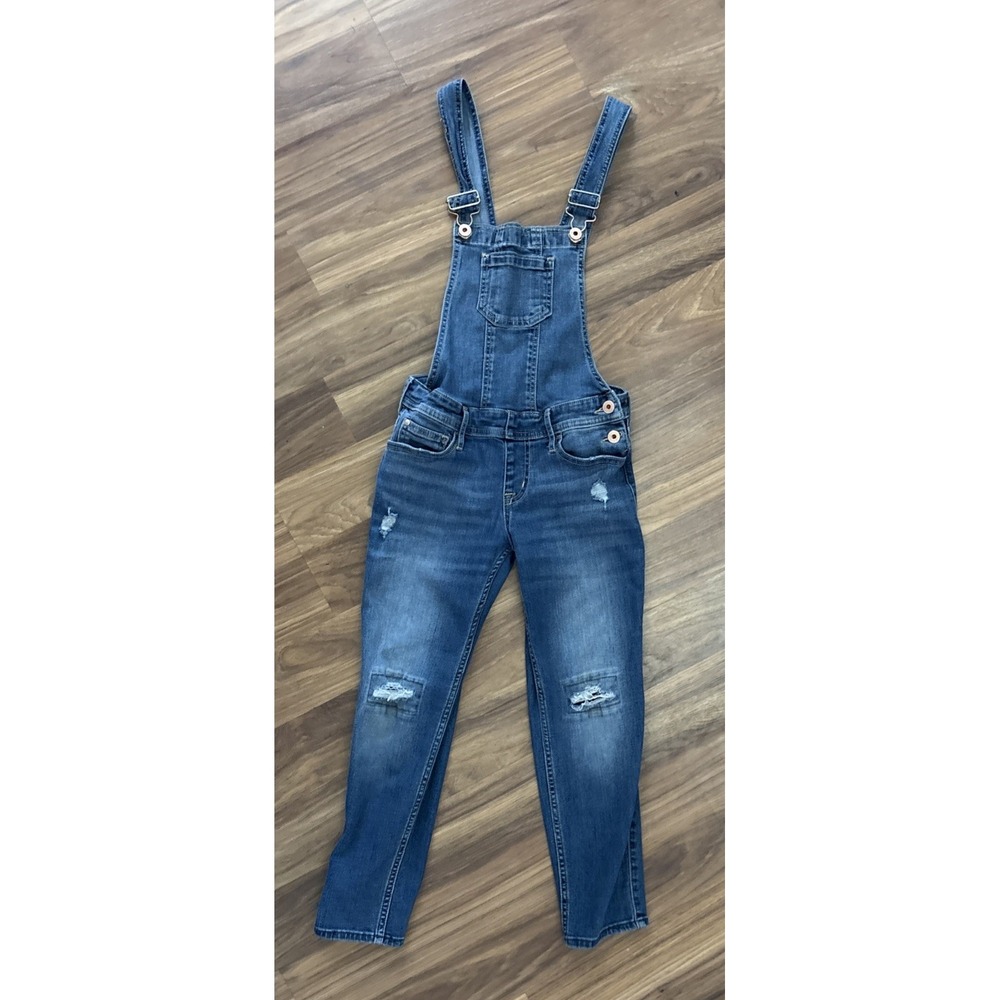 Abercrombie Kids Girls Sz 9/10 Jeans Overalls Straight Leg Destroyed VGC